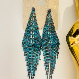 Elegant Blue and Green Dangle Earrings